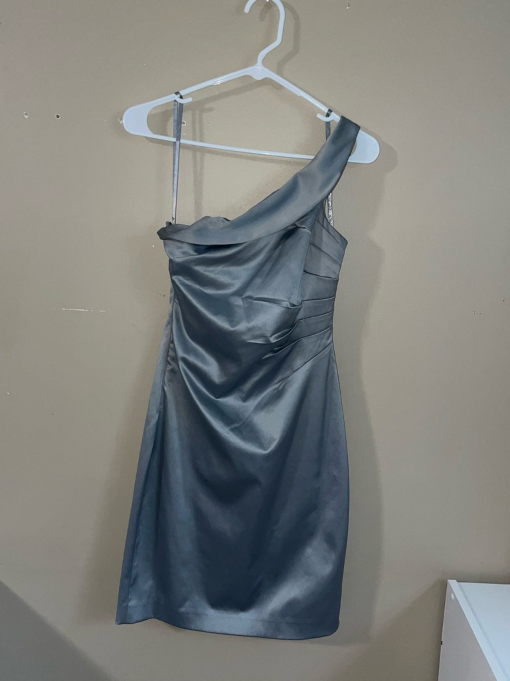 The Limited silver/gray One-Shoulder Satin Cocktail evening dress size 0